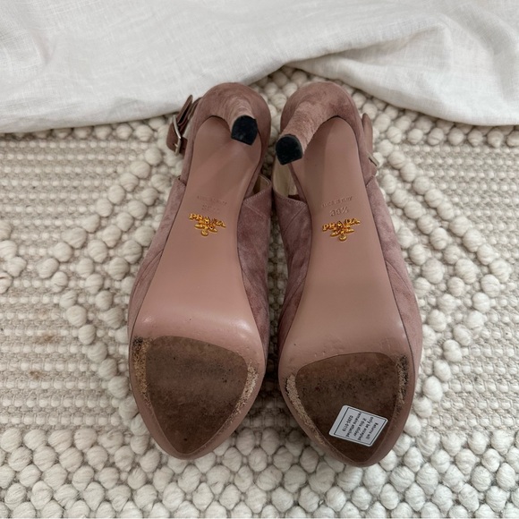 Prada suede ankle strap platform peep toe purple high heels - Picture 6 of 11